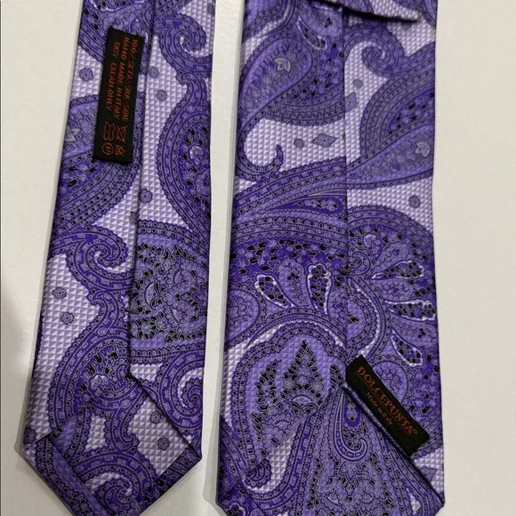 Dolcepunta Men's Full Tie Set - Blue, Green, Purple 100% silk made in Italy - Picture 10 of 13